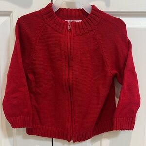 Red Knit Zip-Up Cardigan Sweater for kids